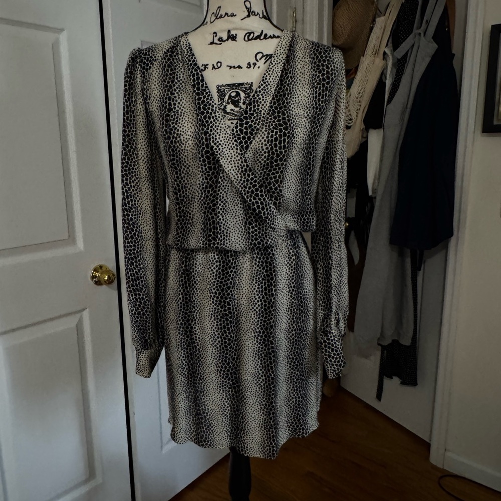 Parker Black and Ivory Patterned Women's Dress S